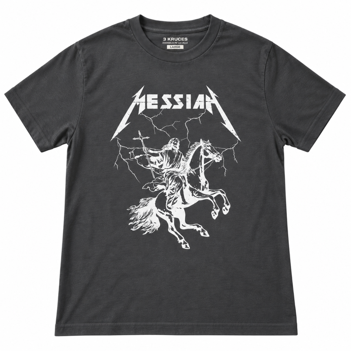 gray Messiah Jesus on a horse tee