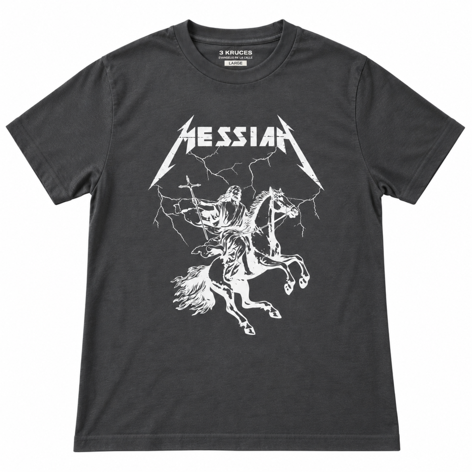 gray Messiah Jesus on a horse tee