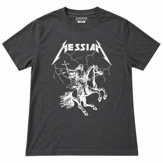 gray Messiah Jesus on a horse tee
